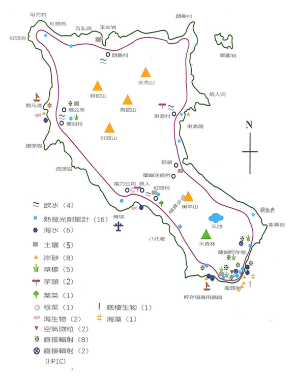 蘭嶼地區取樣站分布圖