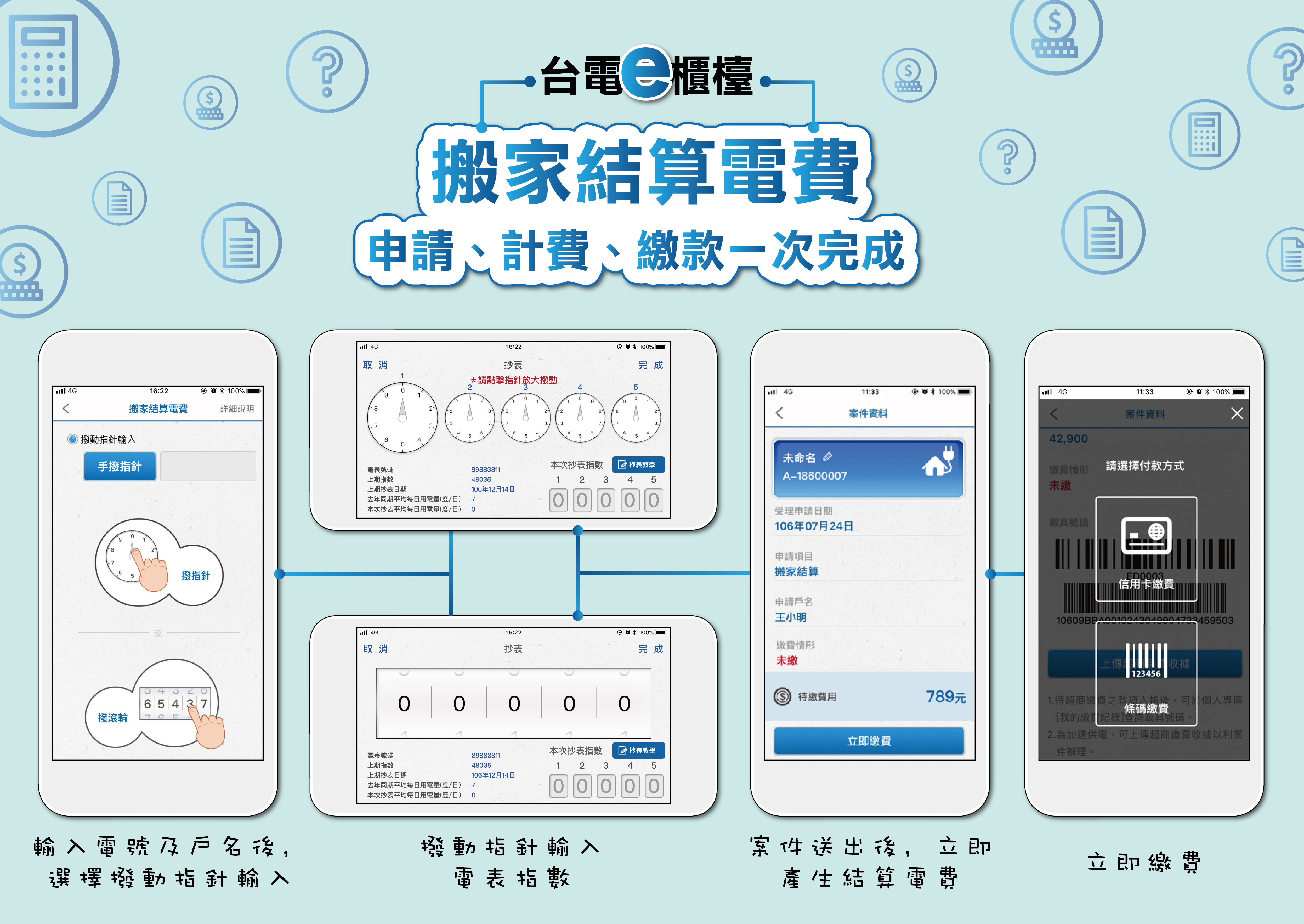 台電e櫃檯App 新增開通搬家結算電費功能 申請計費繳款ㄧ次完成